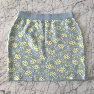 Motel blue and yellow mushroom print sweater mini skirt size small
